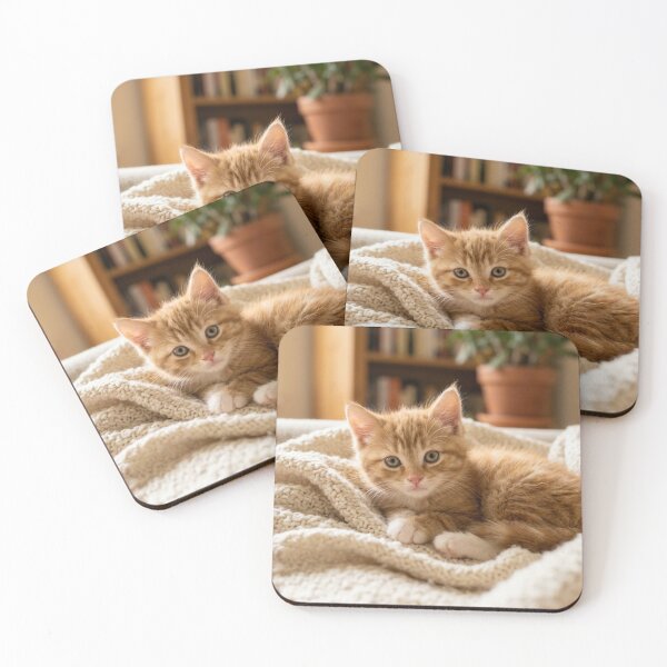 Item preview, Little ginger kitten on a blanket designed and sold by Malisa345.