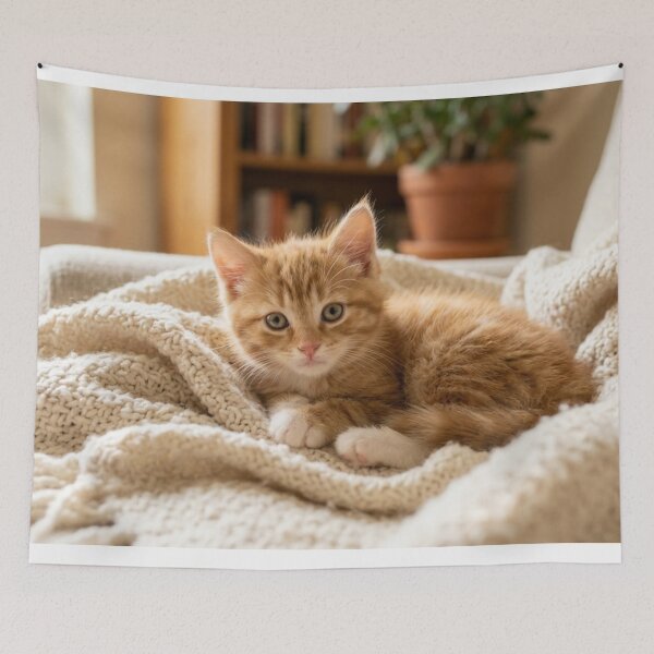 Item preview, Little ginger kitten on a blanket designed and sold by Malisa345.