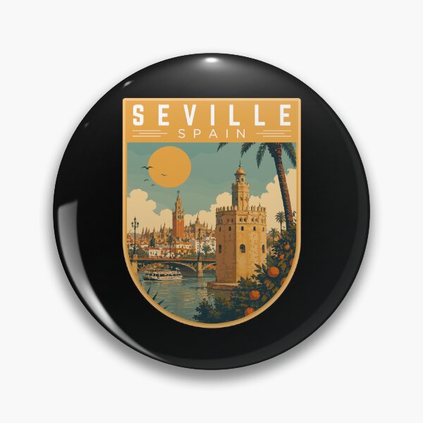 Item preview, Seville in Andalusia, Spain, Vintage Travel Art Badge designed and sold by MaateoDesign.