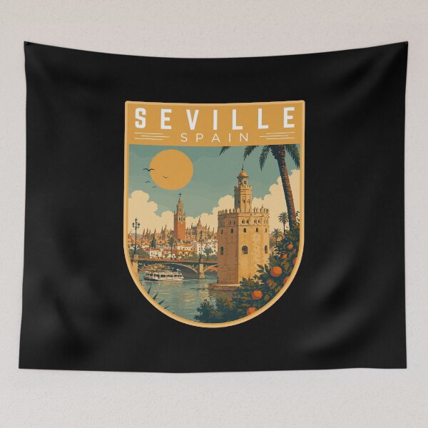 Item preview, Seville in Andalusia, Spain, Vintage Travel Art Badge designed and sold by MaateoDesign.