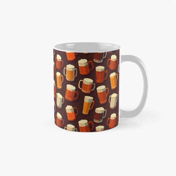 Item preview, Retro Beer Mugs Pattern Craft Beer Lover Design designed and sold by NicolasGlowArt.