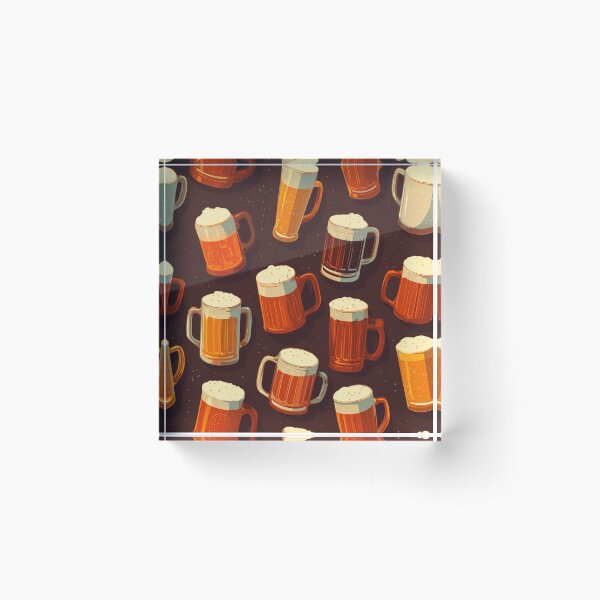 Item preview, Retro Beer Mugs Pattern Craft Beer Lover Design designed and sold by NicolasGlowArt.