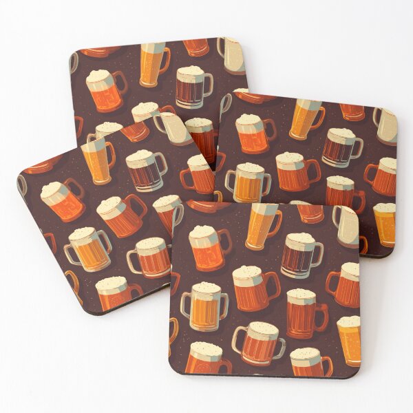 Item preview, Retro Beer Mugs Pattern Craft Beer Lover Design designed and sold by NicolasGlowArt.