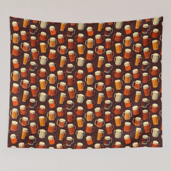 Item preview, Retro Beer Mugs Pattern Craft Beer Lover Design designed and sold by NicolasGlowArt.