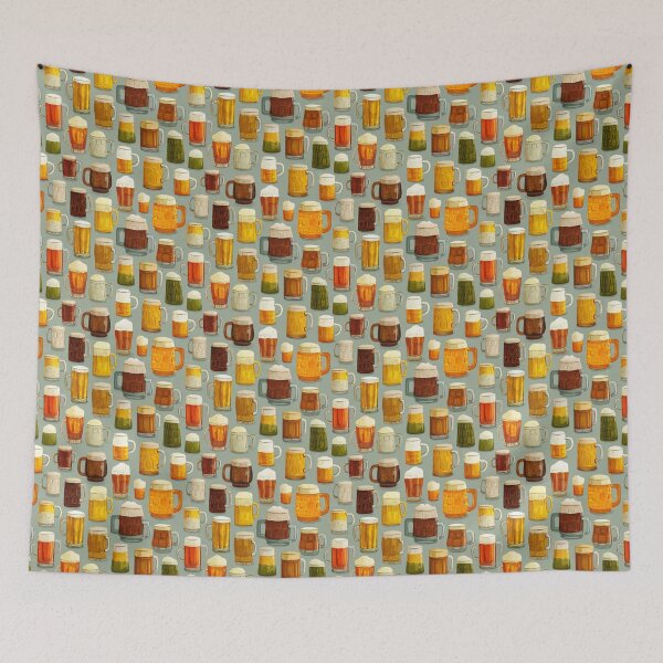 Item preview, Variety Beer Mugs Pattern Brew Pub Ale Lager designed and sold by NicolasGlowArt.