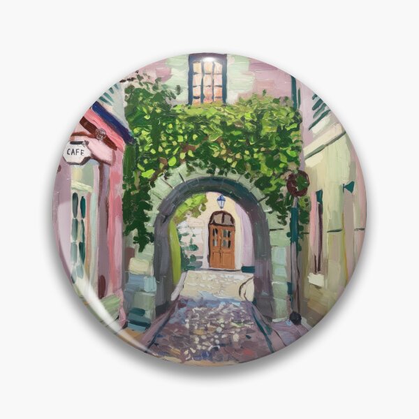 Item preview, French Street Archway Painting | Cobblestone Old Town Passage designed and sold by CARRAANN.