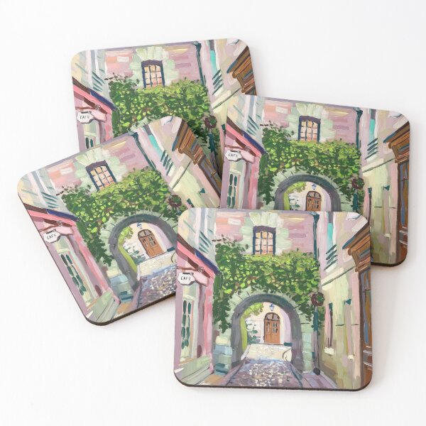 Item preview, French Street Archway Painting | Cobblestone Old Town Passage designed and sold by CARRAANN.