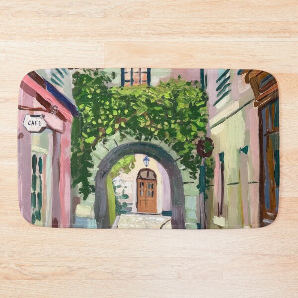Item preview, French Street Archway Painting | Cobblestone Old Town Passage designed and sold by CARRAANN.