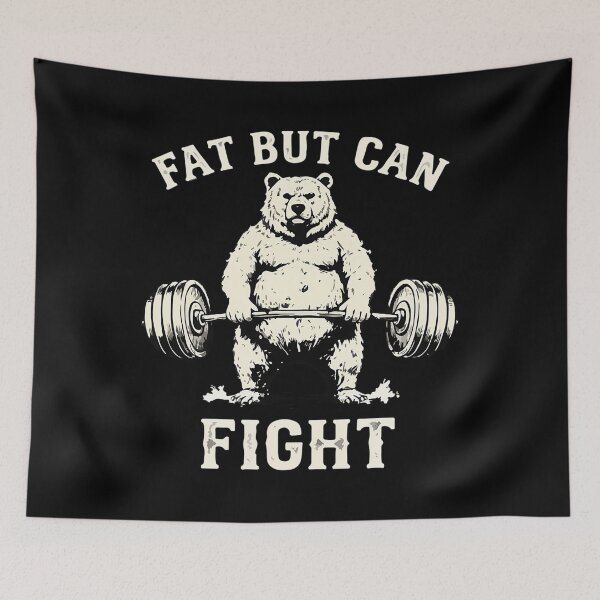 Item preview, Fat But Can Fight Funny Gym Workout Bear Bodybuilding Fitness Humor Design designed and sold by FlankinMew.