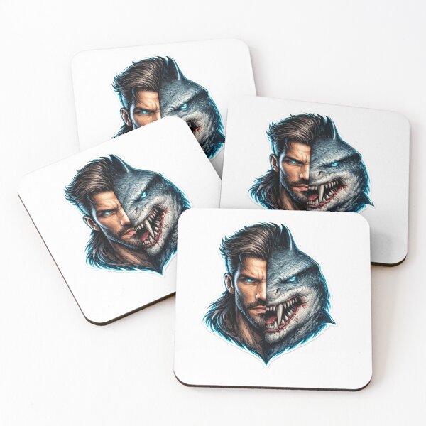 Item preview, Half Human Half Shark Hybrid Face – Fierce Predator Streetwear Sticker Design designed and sold by KrishAuraa.