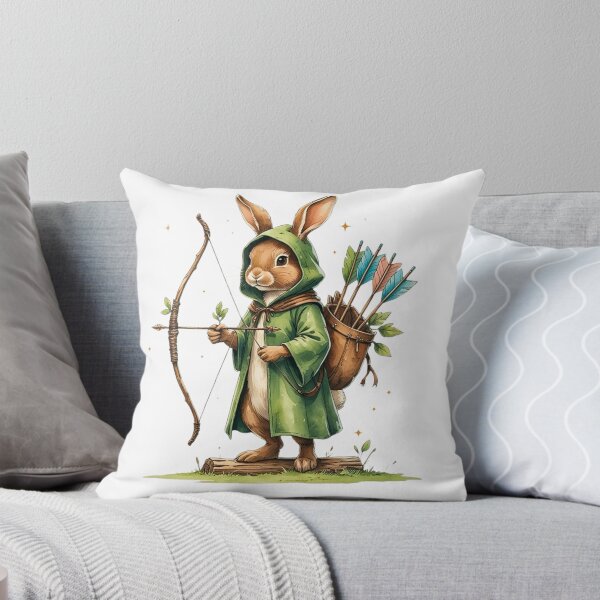 Item preview, Brave Rabbit Ranger Archer with Bow and Arrow Watercolor designed and sold by AQUILAKREO.