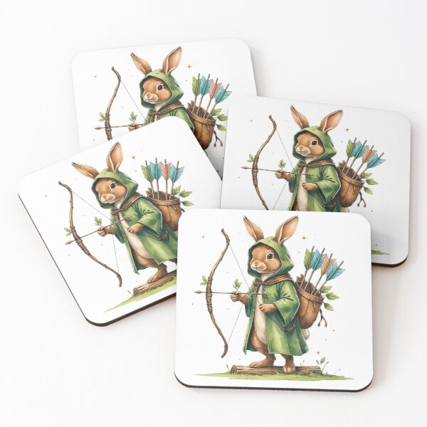 Item preview, Brave Rabbit Ranger Archer with Bow and Arrow Watercolor designed and sold by AQUILAKREO.