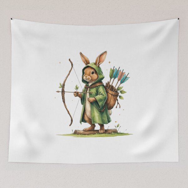 Item preview, Brave Rabbit Ranger Archer with Bow and Arrow Watercolor designed and sold by AQUILAKREO.
