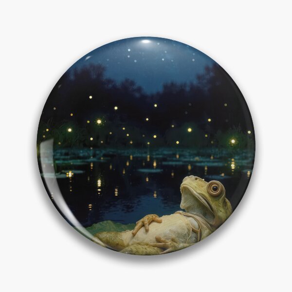 Item preview, Frog Watching Fireflies on a Lily Pad designed and sold by Maria Dryfhout.