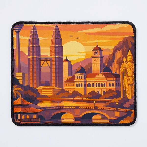 Item preview, Kuala Lumpur Malaysia sunset skyline river travel poster designed and sold by MatthewHeights.