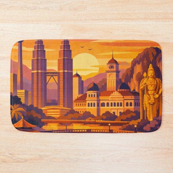 Item preview, Kuala Lumpur Malaysia sunset skyline river travel poster designed and sold by MatthewHeights.