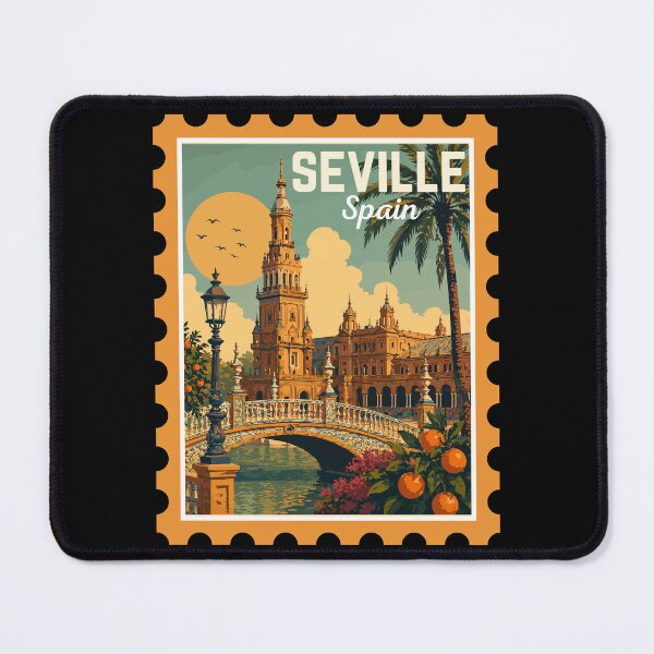 Item preview, Seville in Andalusia, Spain, Vintage Travel Stamp designed and sold by MaateoDesign.