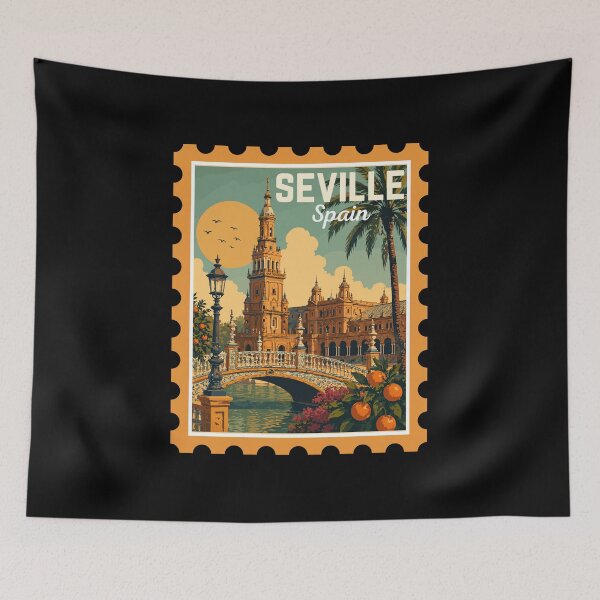 Item preview, Seville in Andalusia, Spain, Vintage Travel Stamp designed and sold by MaateoDesign.
