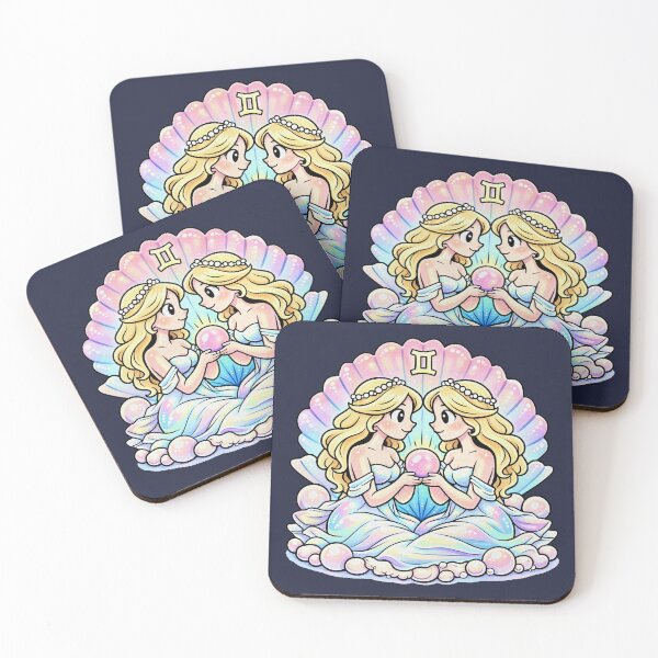 Item preview, Gemini Zodiac Twins – Pastel Pearl Fantasy Astrology Art designed and sold by DerpCat Sketches.