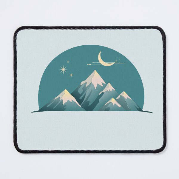 Item preview, minimalist mountains with the moon in the background - night landscape designed and sold by CypisDesign.