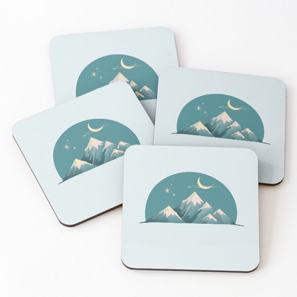 Item preview, minimalist mountains with the moon in the background - night landscape designed and sold by CypisDesign.