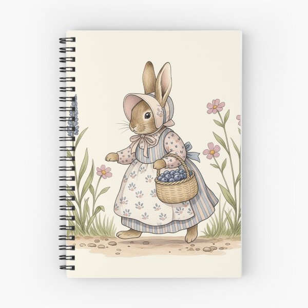 Item preview, Vintage Bunny with Blueberry Basket Illustration designed and sold by Pasteltone.