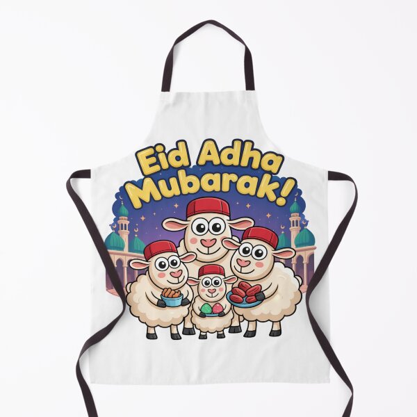 Item preview, Eid al-Adha Mubarak Sticker – Cute Cartoon Sheep with Mosque | Festive Islamic Illustration designed and sold by RALYSHOP.