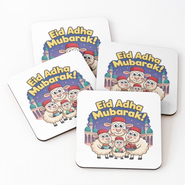 Item preview, Eid al-Adha Mubarak Sticker – Cute Cartoon Sheep with Mosque | Festive Islamic Illustration designed and sold by RALYSHOP.