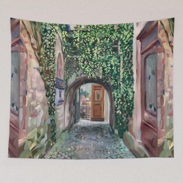 Item preview, French Village Entrance Painting | Ivy Arch and Stone Path designed and sold by CARRAANN.
