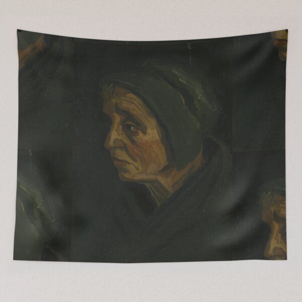 Item preview, Head of a Woman by Vincent van Gogh: Dark Rustic Portrait Poster designed and sold by artofuniverse.