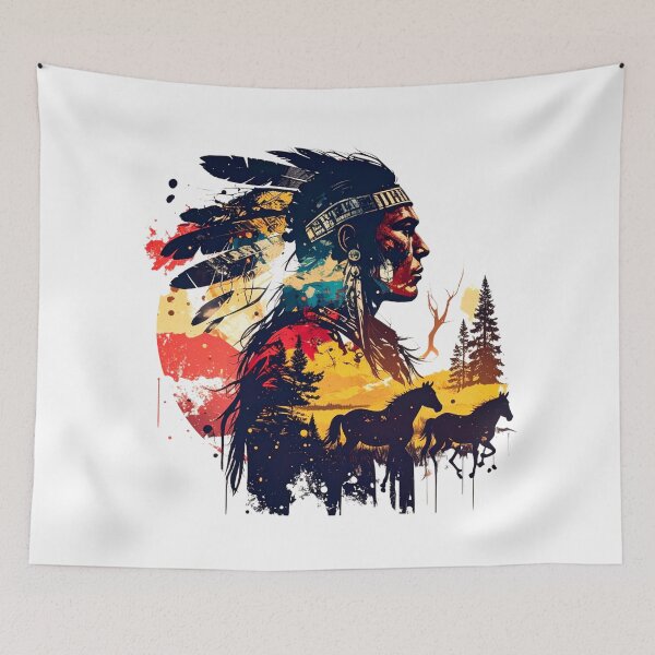 Item preview, Native American Chief Collage Print designed and sold by thelivingrp.