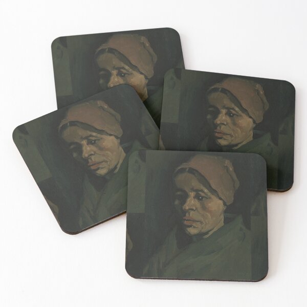 Item preview, Head of a Woman by Vincent van Gogh: Dark Portrait Fine Art Print designed and sold by artofuniverse.