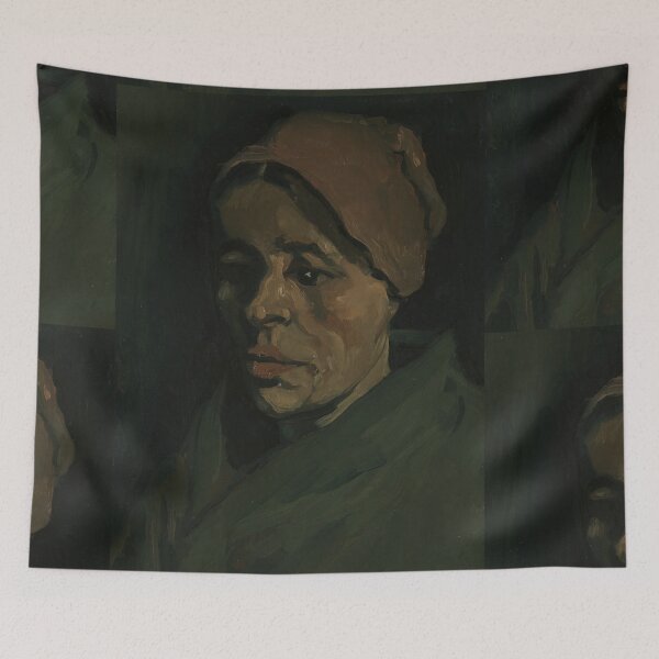 Item preview, Head of a Woman by Vincent van Gogh: Dark Portrait Fine Art Print designed and sold by artofuniverse.