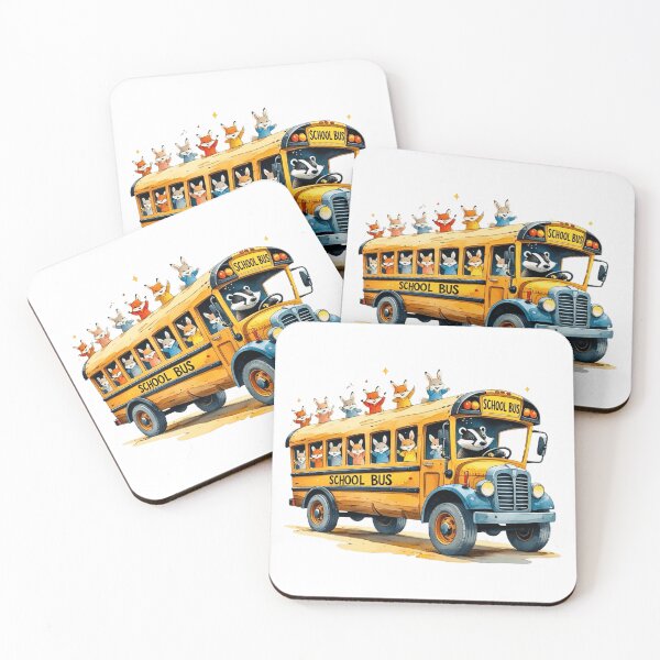 Item preview, Cute Animals Riding Yellow School Bus Back to School Art designed and sold by AQUILAKREO.