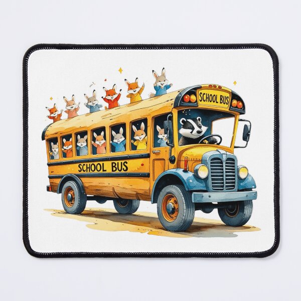 Item preview, Cute Animals Riding Yellow School Bus Back to School Art designed and sold by AQUILAKREO.
