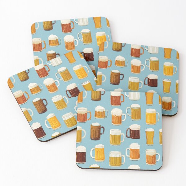 Item preview, Retro Beer Mugs Pattern Craft Beer Lover Design designed and sold by NicolasGlowArt.