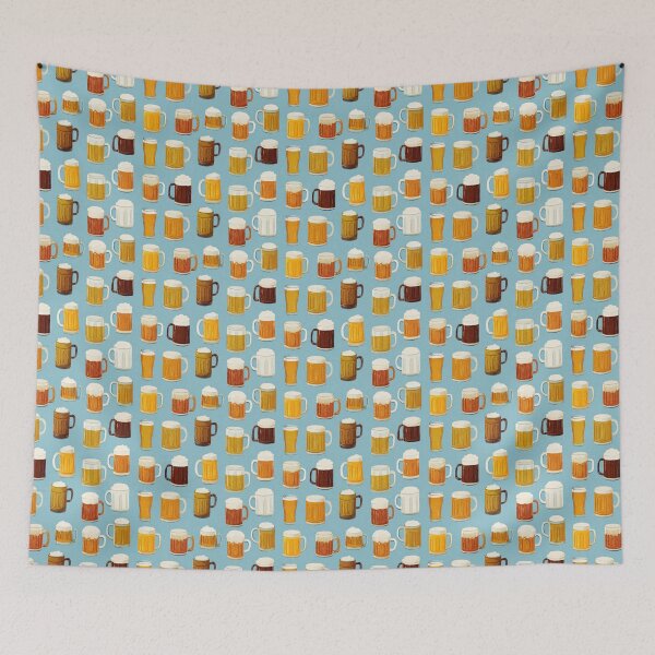 Item preview, Retro Beer Mugs Pattern Craft Beer Lover Design designed and sold by NicolasGlowArt.