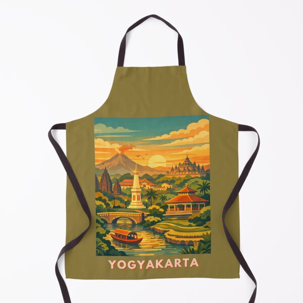 Item preview, Yogyakarta Indonesia temple volcano sunset travel poster designed and sold by MatthewHeights.