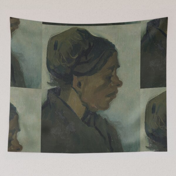 Item preview, Head of a Woman by Vincent van Gogh: Rustic Post Impressionist Portrait designed and sold by artofuniverse.