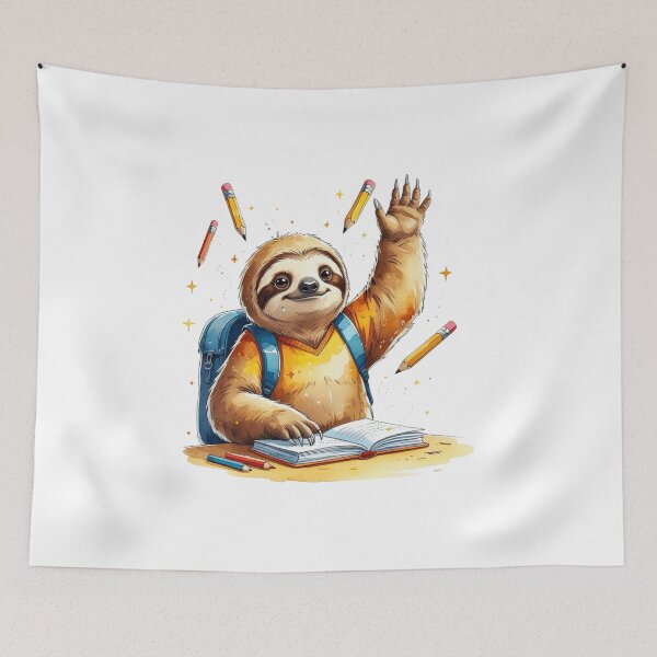 Item preview, Funny Sloth Raising Hand in Class Back to School Student designed and sold by AQUILAKREO.