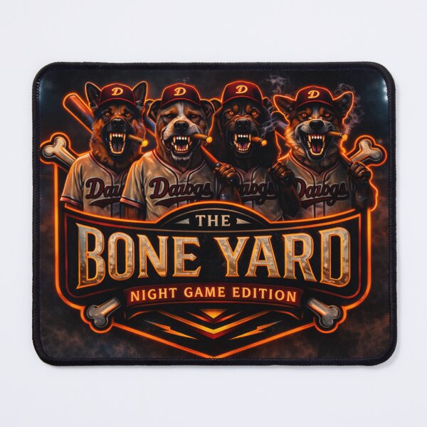 Item preview, Bone Yard Crew Night Game Edition Shirt, Dawgs Baseball Neon Logo, Dark Stadium Mascot Design designed and sold by Red Cash.