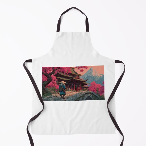 Item preview, 90s Retro Anime Samurai Journey - Japanese Temple & Cherry Blossoms designed and sold by Alahchin Art.