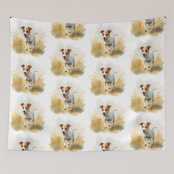 Item preview, Jack Russell Terrier Dog Jumping in Green Grass designed and sold by Prints by Mat.
