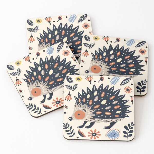 Item preview, Scandinavian Folk Art, Floral Hedgehog  designed and sold by xiao xuans.