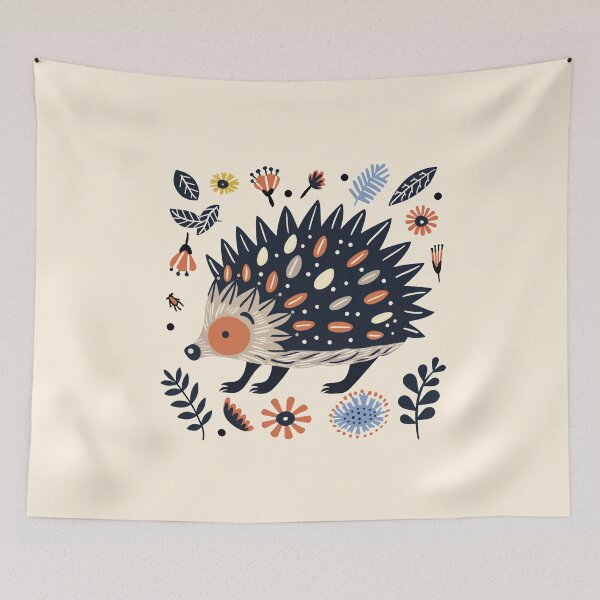Item preview, Scandinavian Folk Art, Floral Hedgehog  designed and sold by xiao xuans.