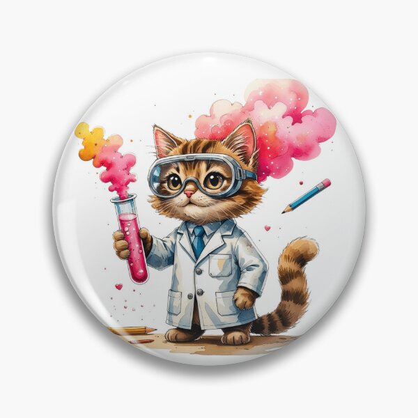 Item preview, Smart Cat Scientist with Test Tube STEM Education Art designed and sold by AQUILAKREO.