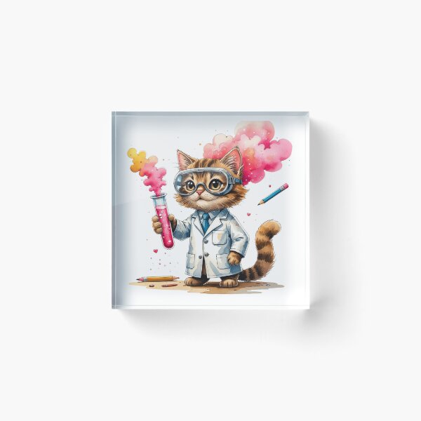 Item preview, Smart Cat Scientist with Test Tube STEM Education Art designed and sold by AQUILAKREO.