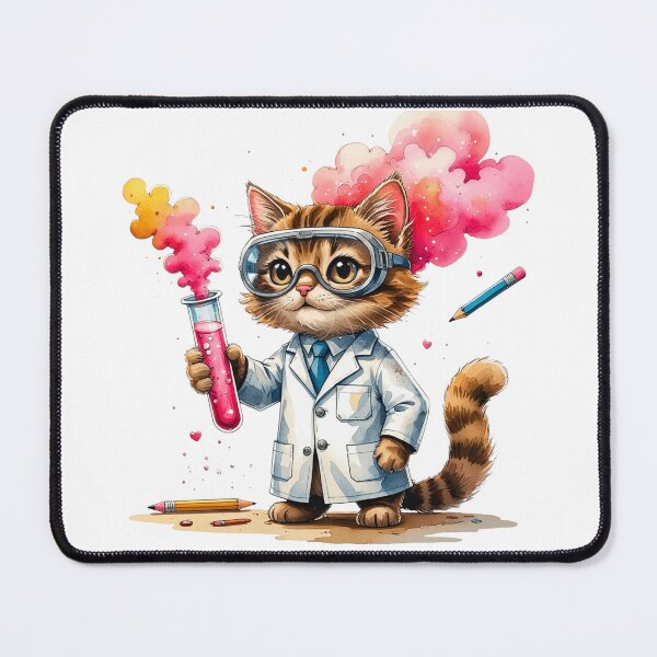 Item preview, Smart Cat Scientist with Test Tube STEM Education Art designed and sold by AQUILAKREO.
