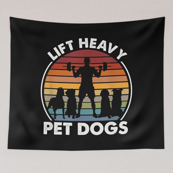 Item preview, Lift Heavy Pet Dogs Funny Fitness Weightlifting Retro designed and sold by NosuriHanArt.