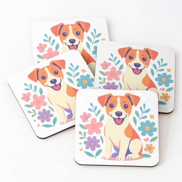 Item preview, Jack Russell Terrier Dog with Blue Nose in Floral Wreath designed and sold by Prints by Mat.
